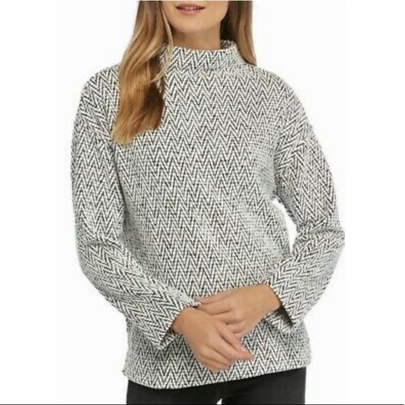 Rafaella Sweaters - Rafaella Black and White Mock Turtleneck Sweater